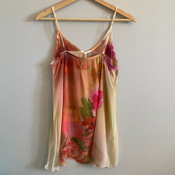 NWT Sheer Floral Multicolour Print Spaghetti Strap Y2K Camisole with Front Tie - Picture 3 of 10